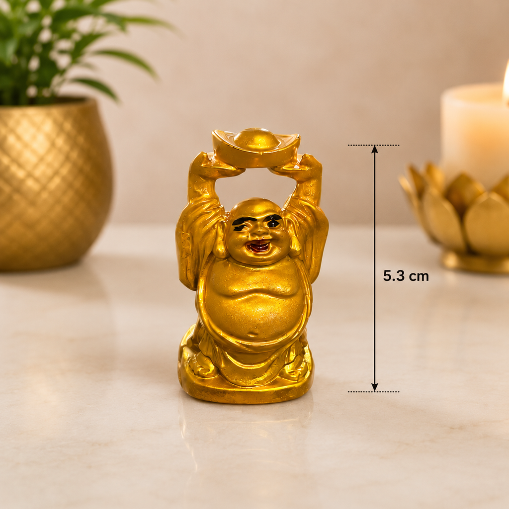 Laughing Buddha Prosperity Statue | Gold Home & Car Décor