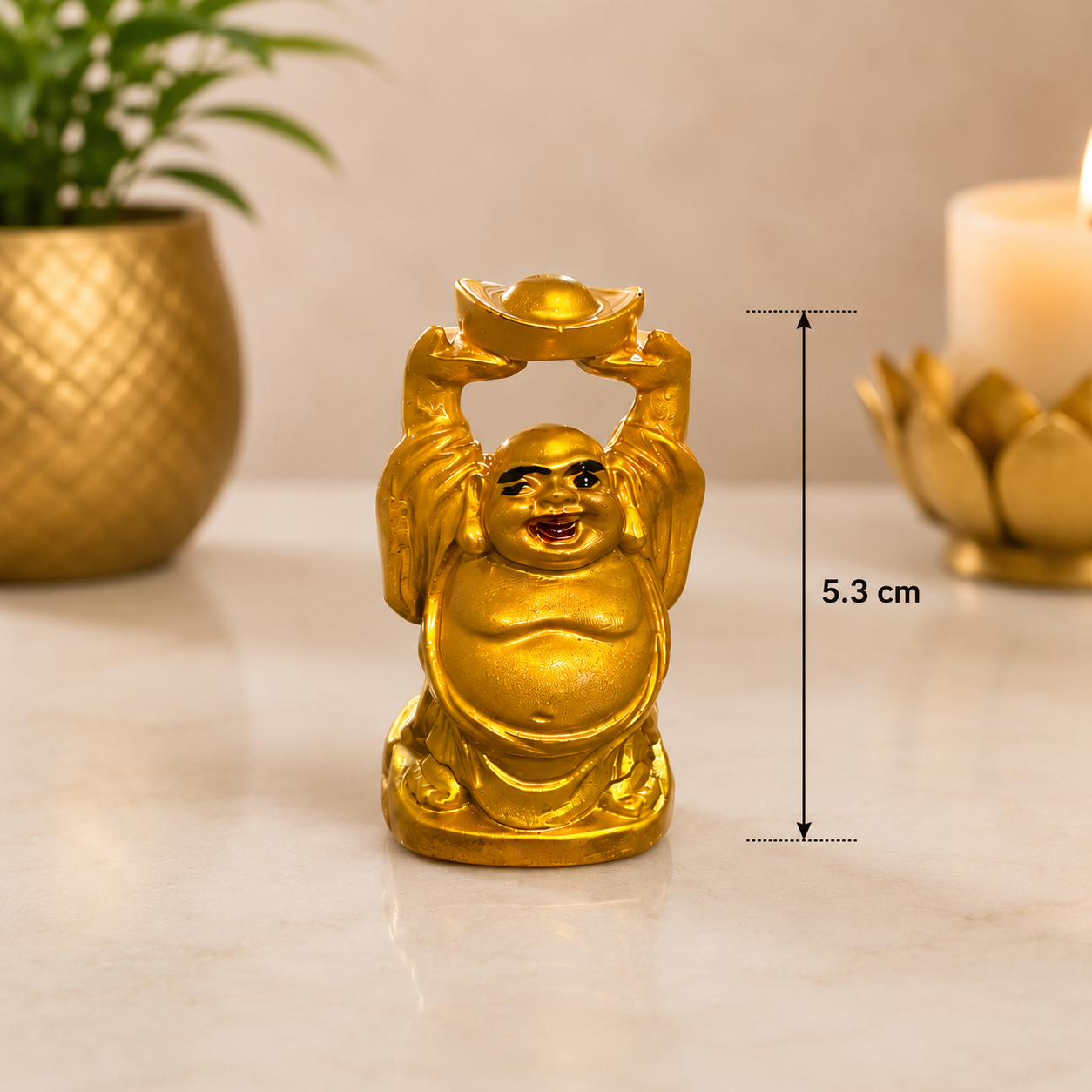 Laughing Buddha Prosperity Statue | Gold Home & Car Décor