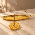 Gold Leaf & Lotus Incense Holder Set